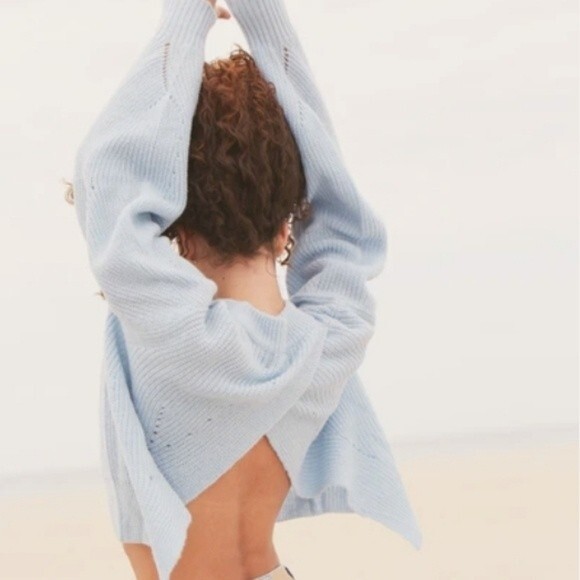 NEW Weatherproof Light Blue Balloon Sleeve Sweater - Picture 2 of 12